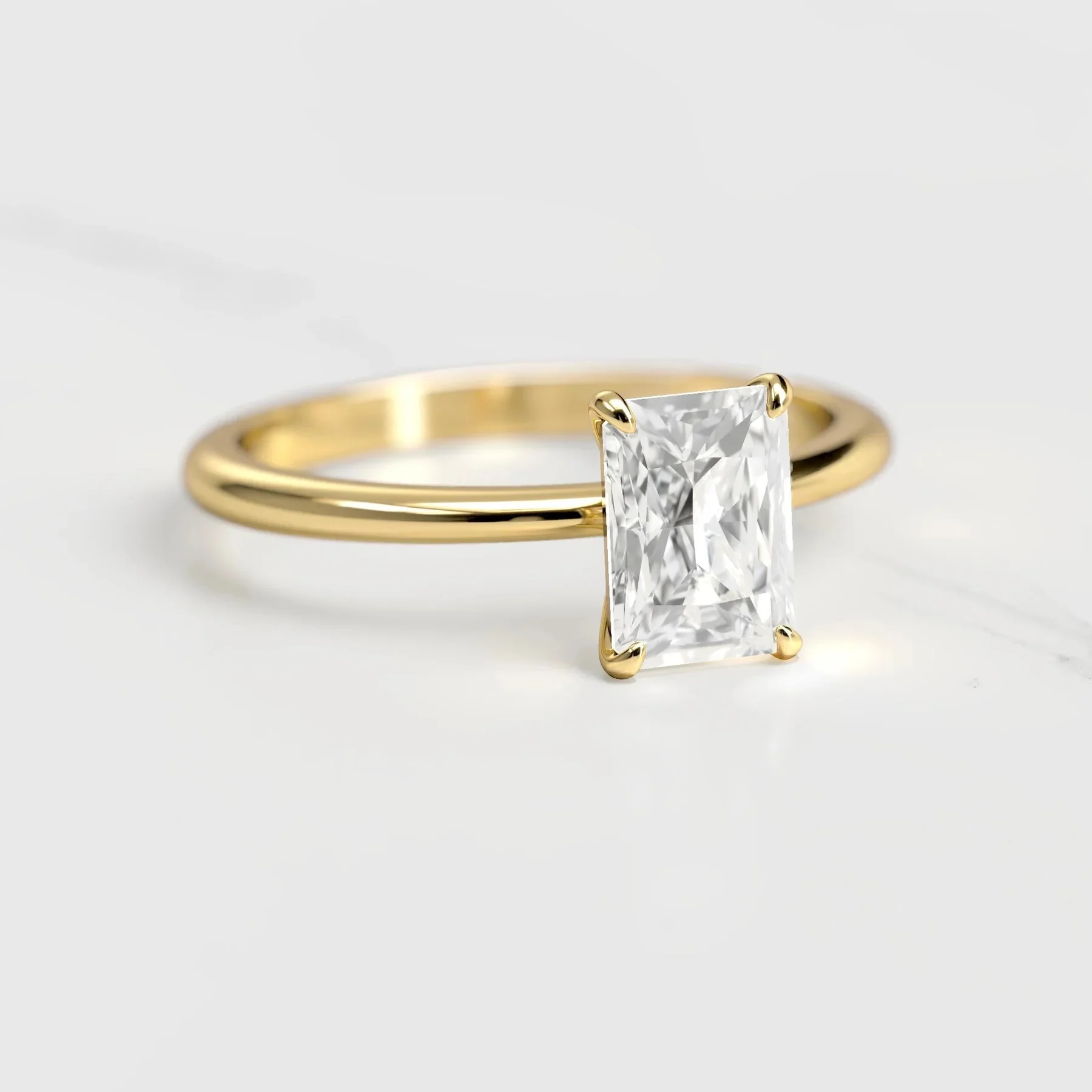 Capucinne Radiant Solitaire Moissanite Ring