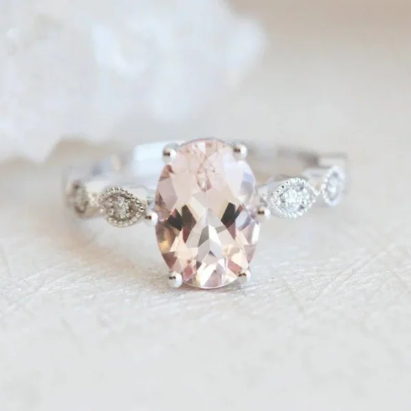 Capucinne Scarlett Oval Morganite Ring Platinum