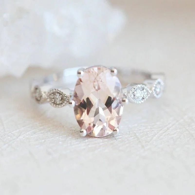 Capucinne Scarlett Oval Morganite Ring Platinum