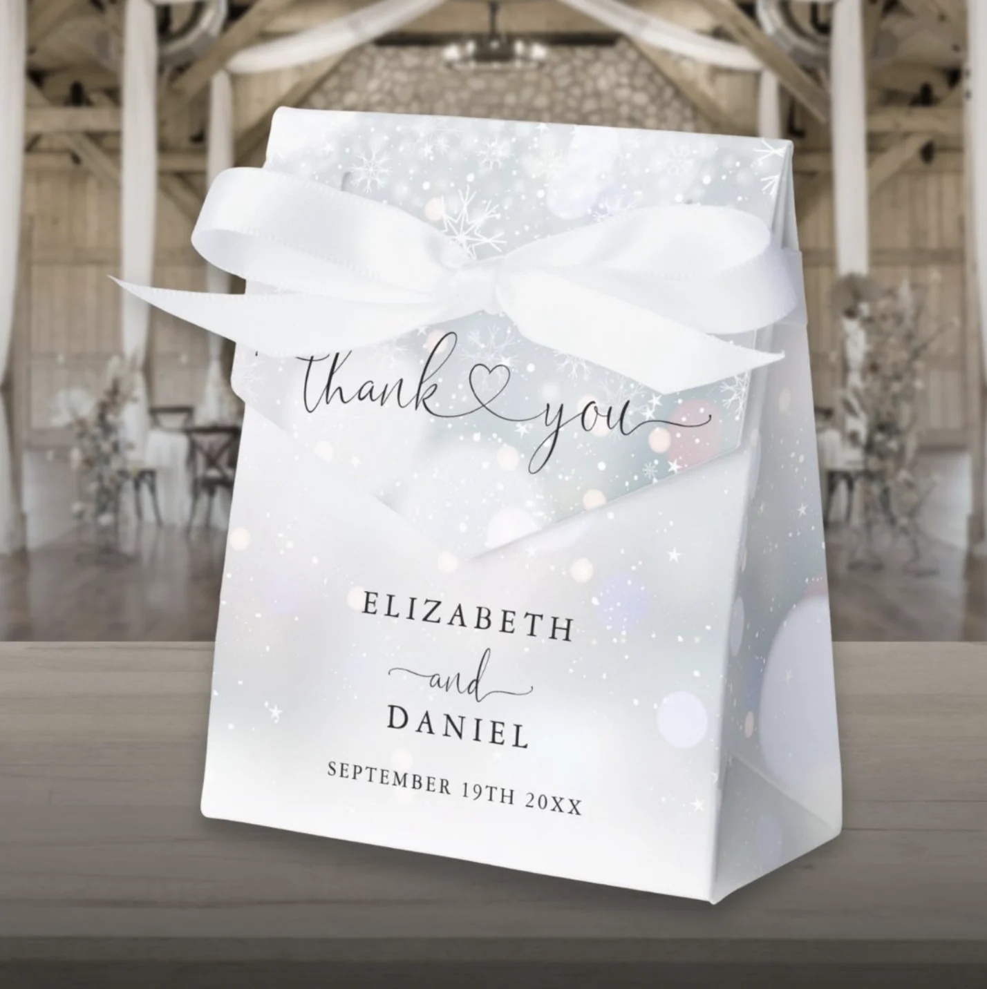 Winter wedding thank you favor box