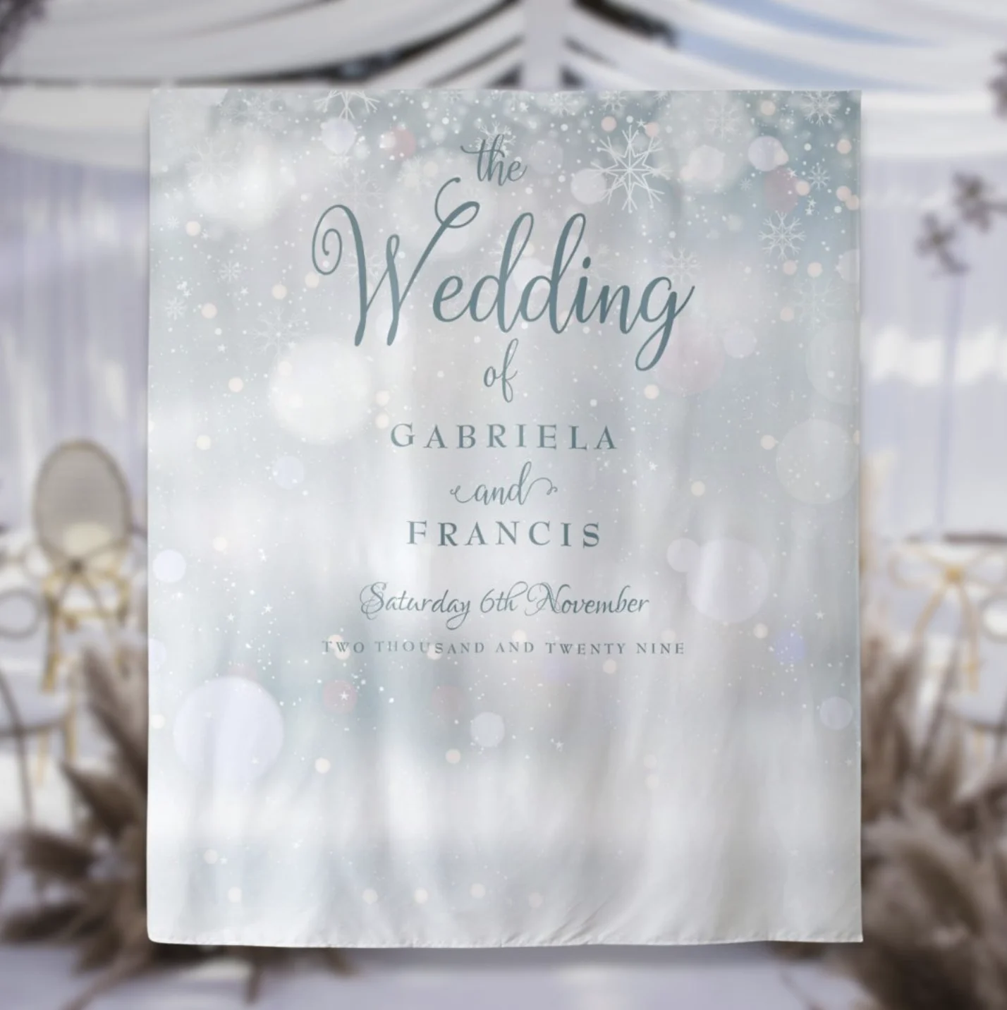 Winter wedding photo booth backdrop