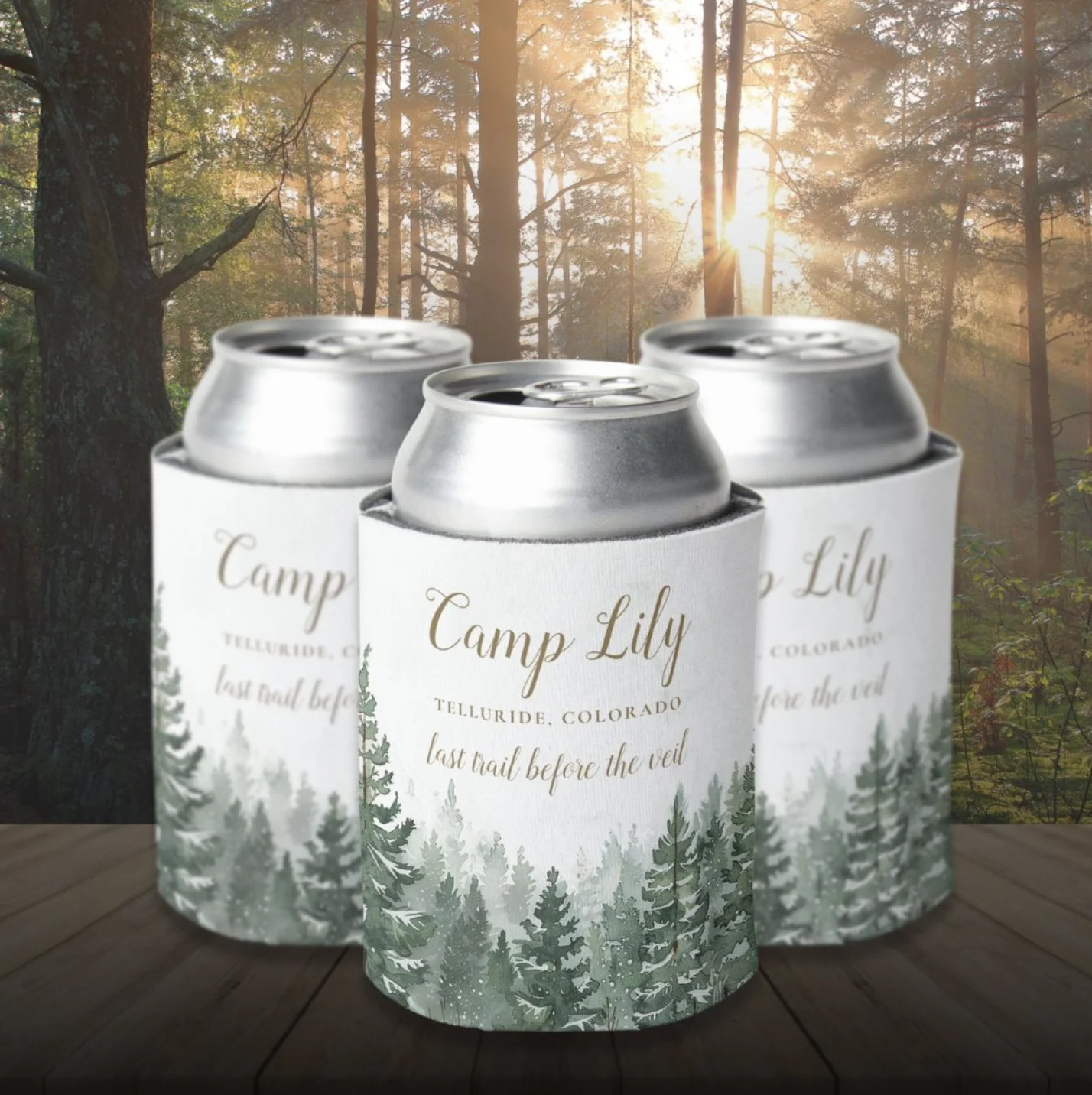 Camp Bachelorette Woodland Forest Weekend Party Can Cooler