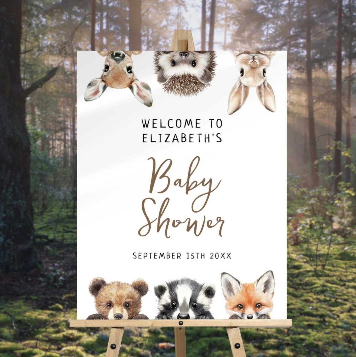 Cute Woodland Animals Baby Shower Welcome Sign
