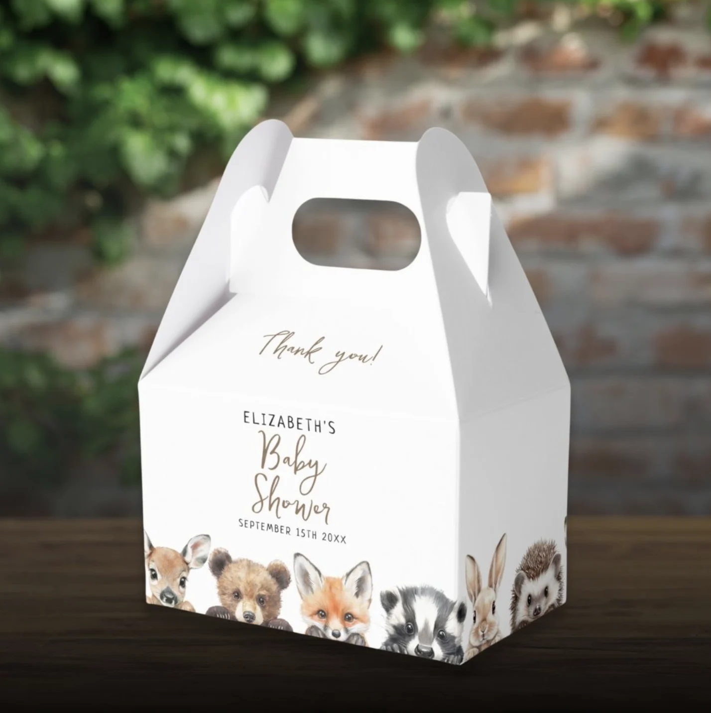 Cute Woodland Animals Forest Friends Baby Shower Favor Boxes