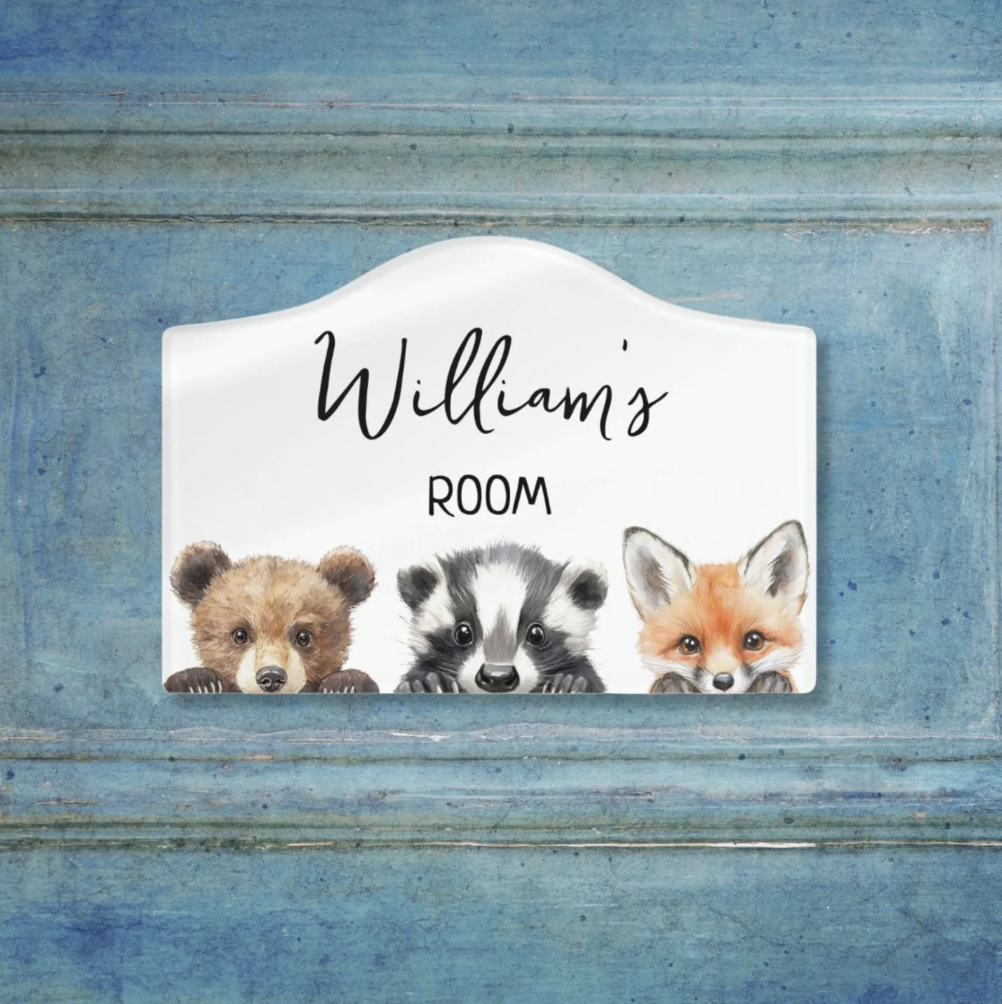 Cute Woodland Forest Animals Nursery Room Door Sign
