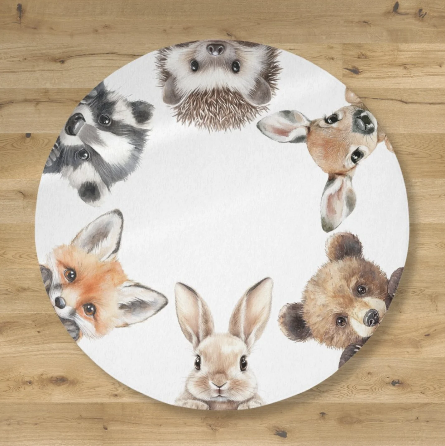 Cute Forest Friends Woodland Animals Nursery Rug