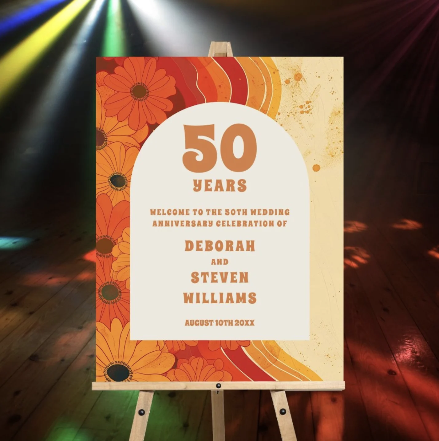 Funky Retro 50th Wedding Anniversary Welcome Sign