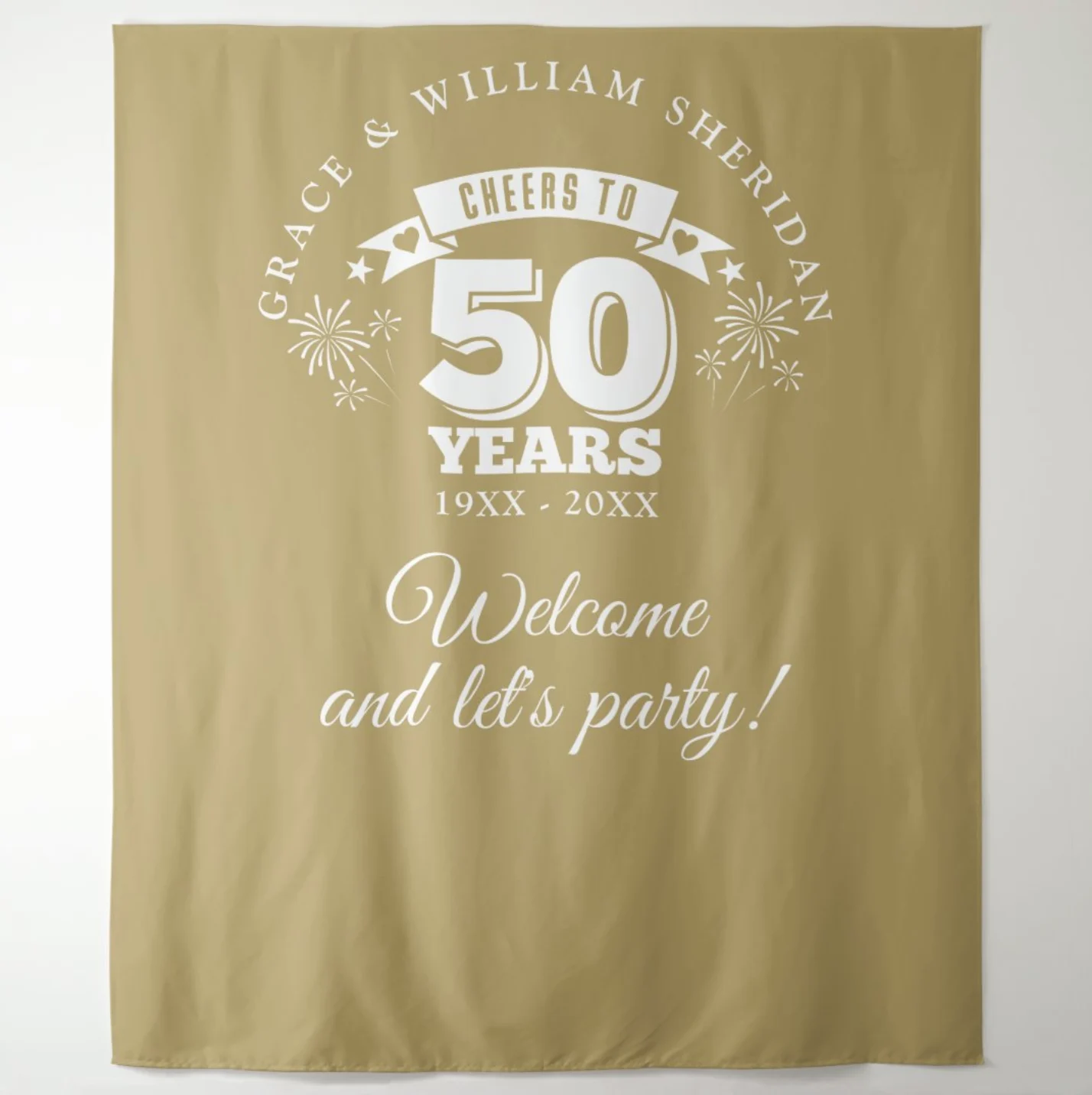 Cheers To Gold 50th Anniversary Photo Backdrop