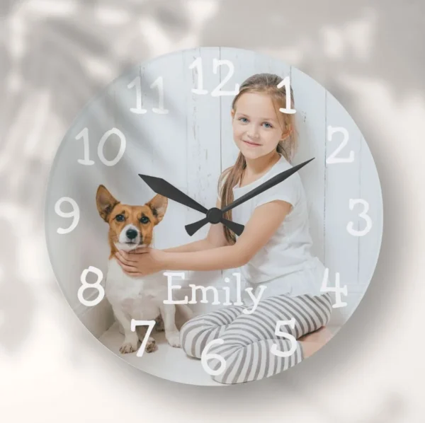 Personalised Photo Name Large Clock