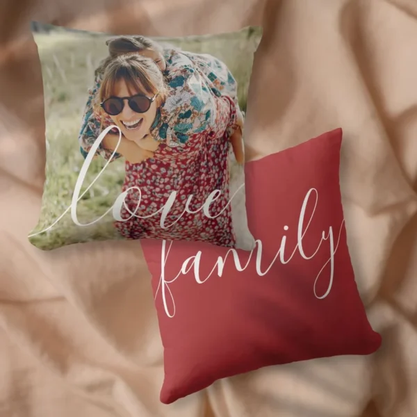Your Favorite Family Photo Script Love Throw Pillow