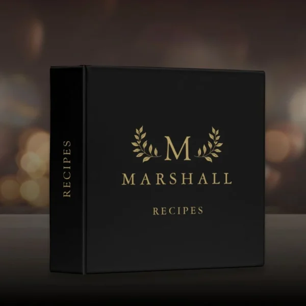Black And Gold Modern Floral Monogram Name Recipe 3 Ring Binder
