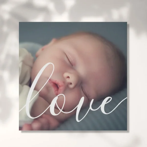 Modern Simple Baby Photo Script Love Faux Canvas Print