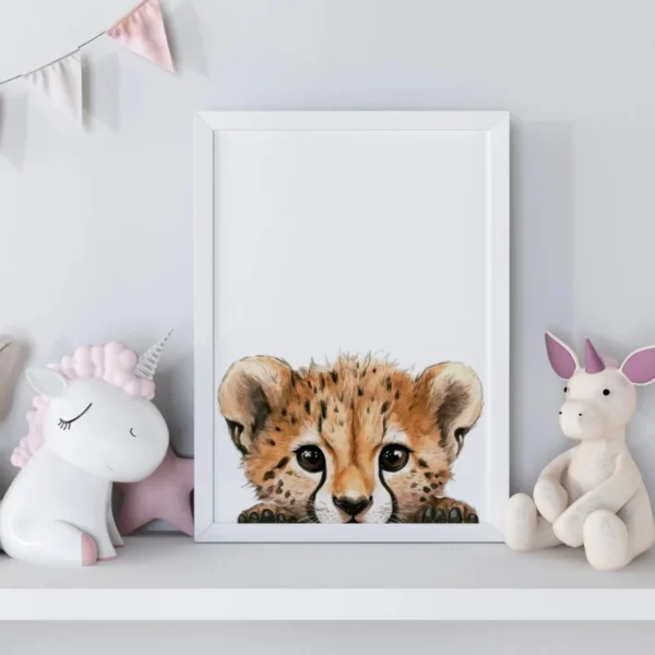Cute Watercolor Baby Cheetah Nursery Decor
