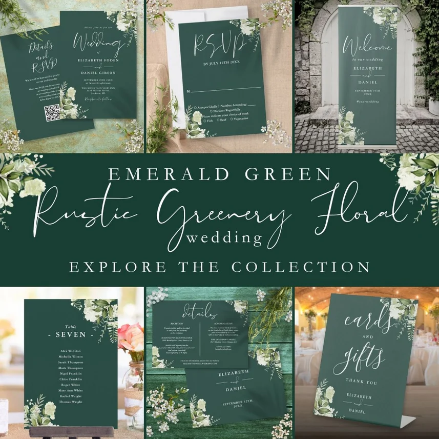 Emerald Green Floral Greenery Wedding Suite