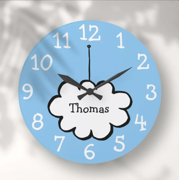 Cloud on a String Personalized Name Large Clock