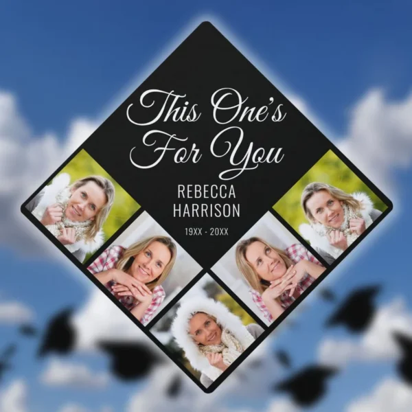 5 Photo Collage Memorial Graduation Cap Topper