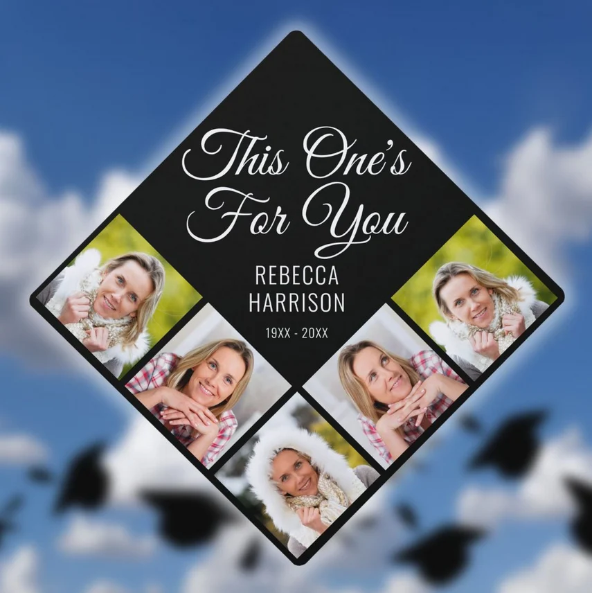 5 Photo Collage Memorial Graduation Cap Topper