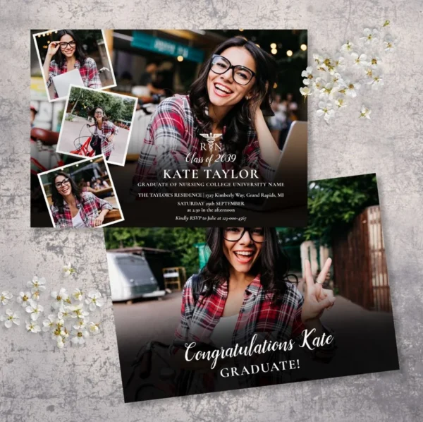 RN Nursing Photo Collage Graduation Invitation