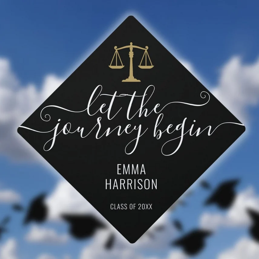 Black And Gold Law School Graduation Cap Topper