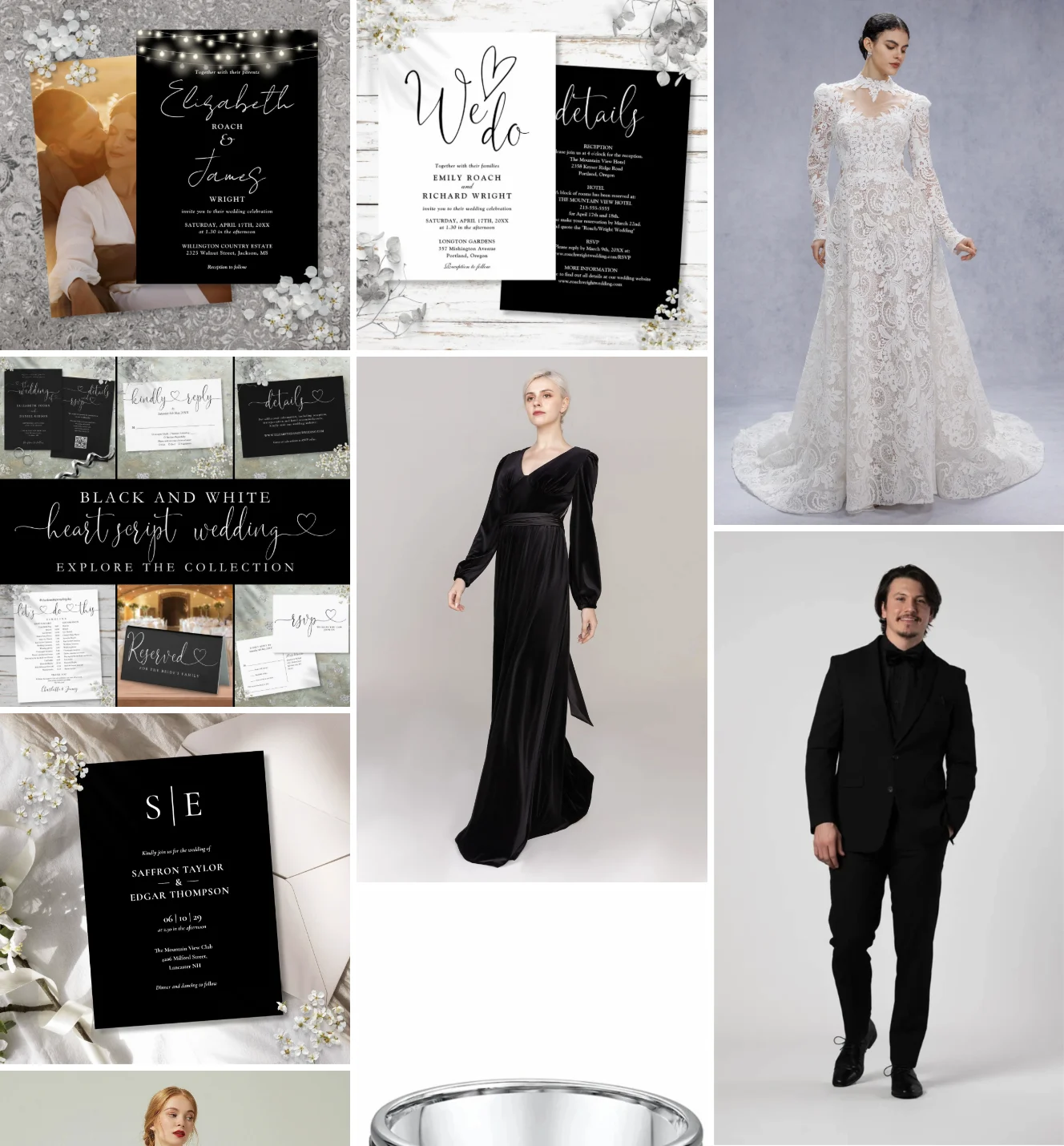 Black and White Wedding Inspo Board Preview