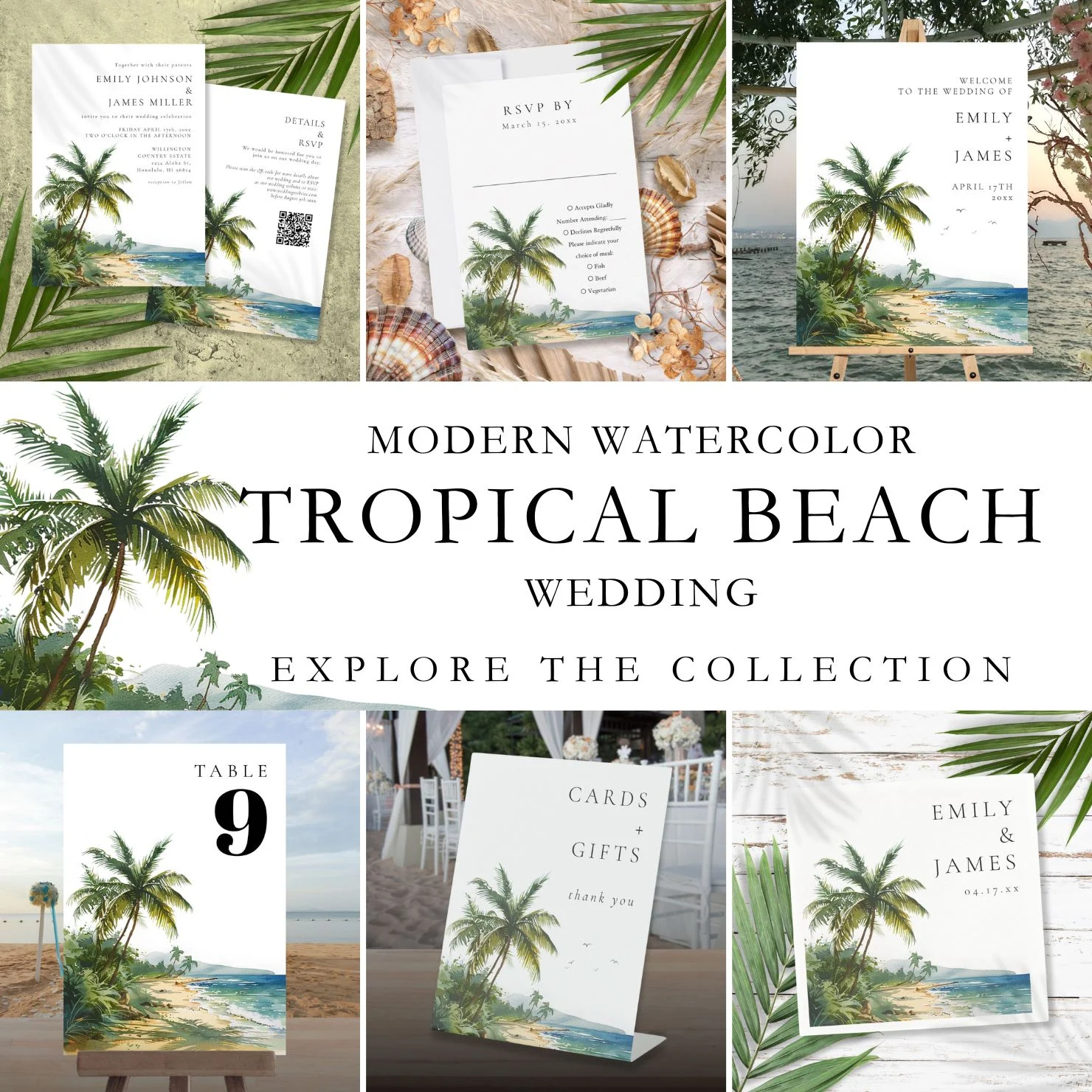 Tropical Beach Wedding Stationery Collection