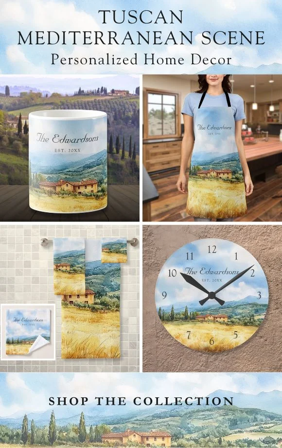 Tuscan Mediterranean Scene Personalized Home Decor