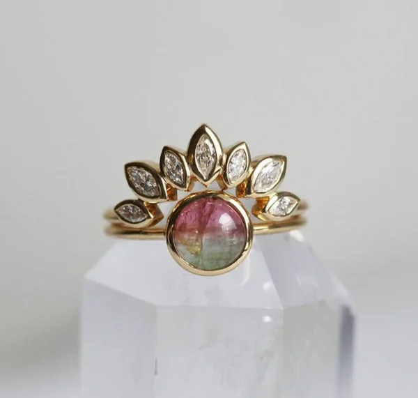 Capucinne Tourmaline Ring Set, Engagement Ring