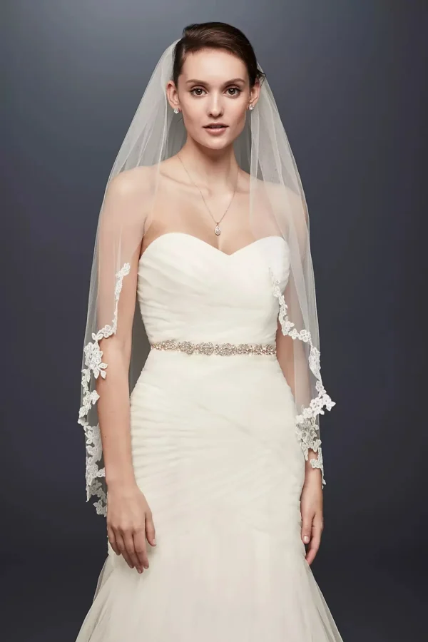 David's Bridal Corded Lace Edge Fingertip Veil