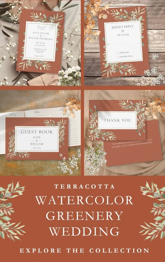 Terracotta Greenery Leaves Foliage Wedding Suite Cover