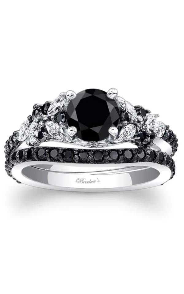 Barkev's Vintage Marquise Black Diamond Ring Set
