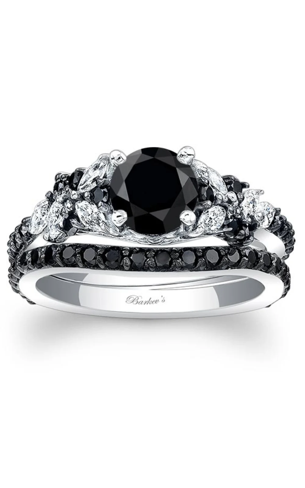 Barkev's Vintage Marquise Black Diamond Ring Set