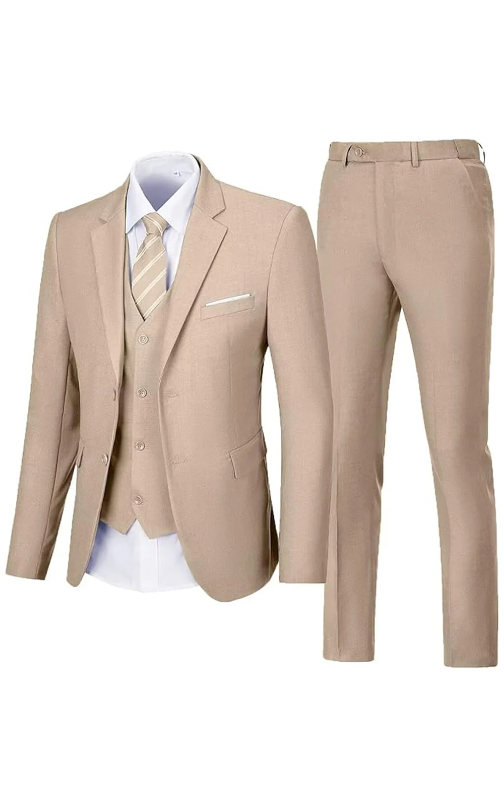 Aowdoy Men’s Suit 3 Piece Wedding Suits 2 Buttons Slim Fit Tuxedo Set