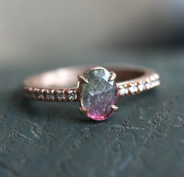 Capucinne Watermelon Tourmaline Ring Rose Gold