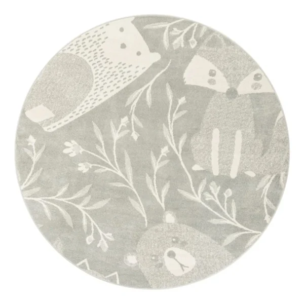 Wayfair Whimsical Gray Forest Animals Rug