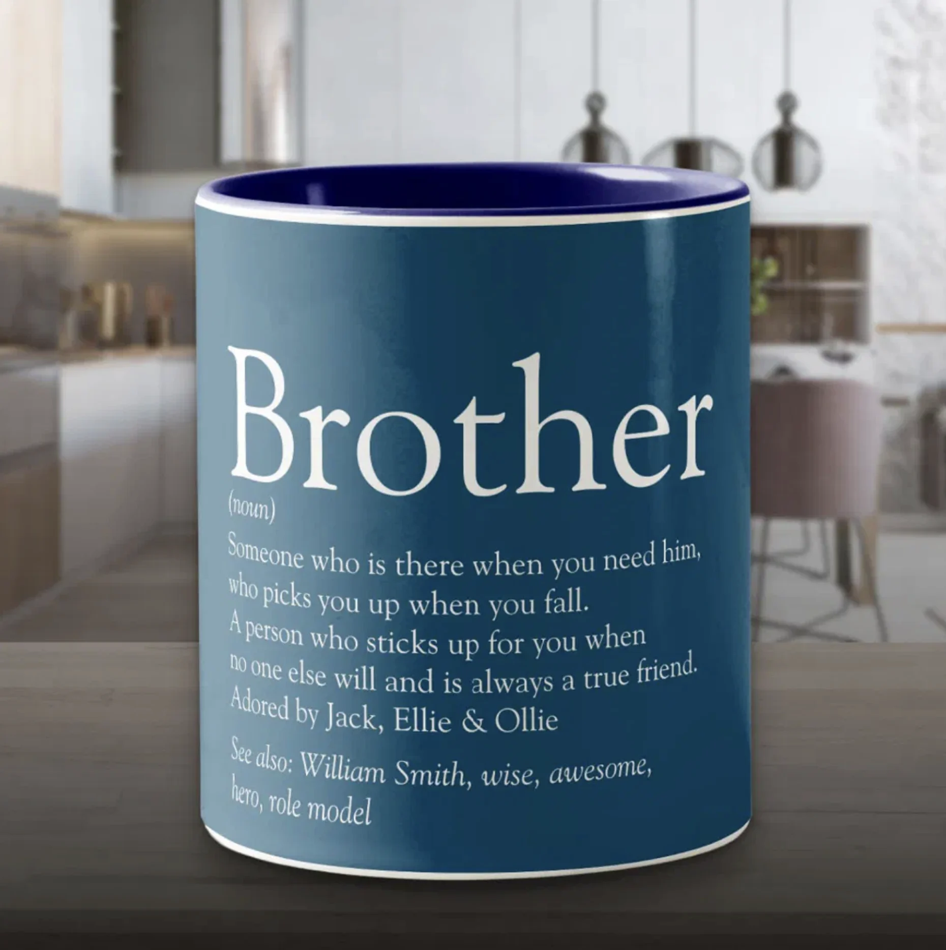 World's Best Ever Brother Definition Fun Blue Two-Tone Coffee Mug