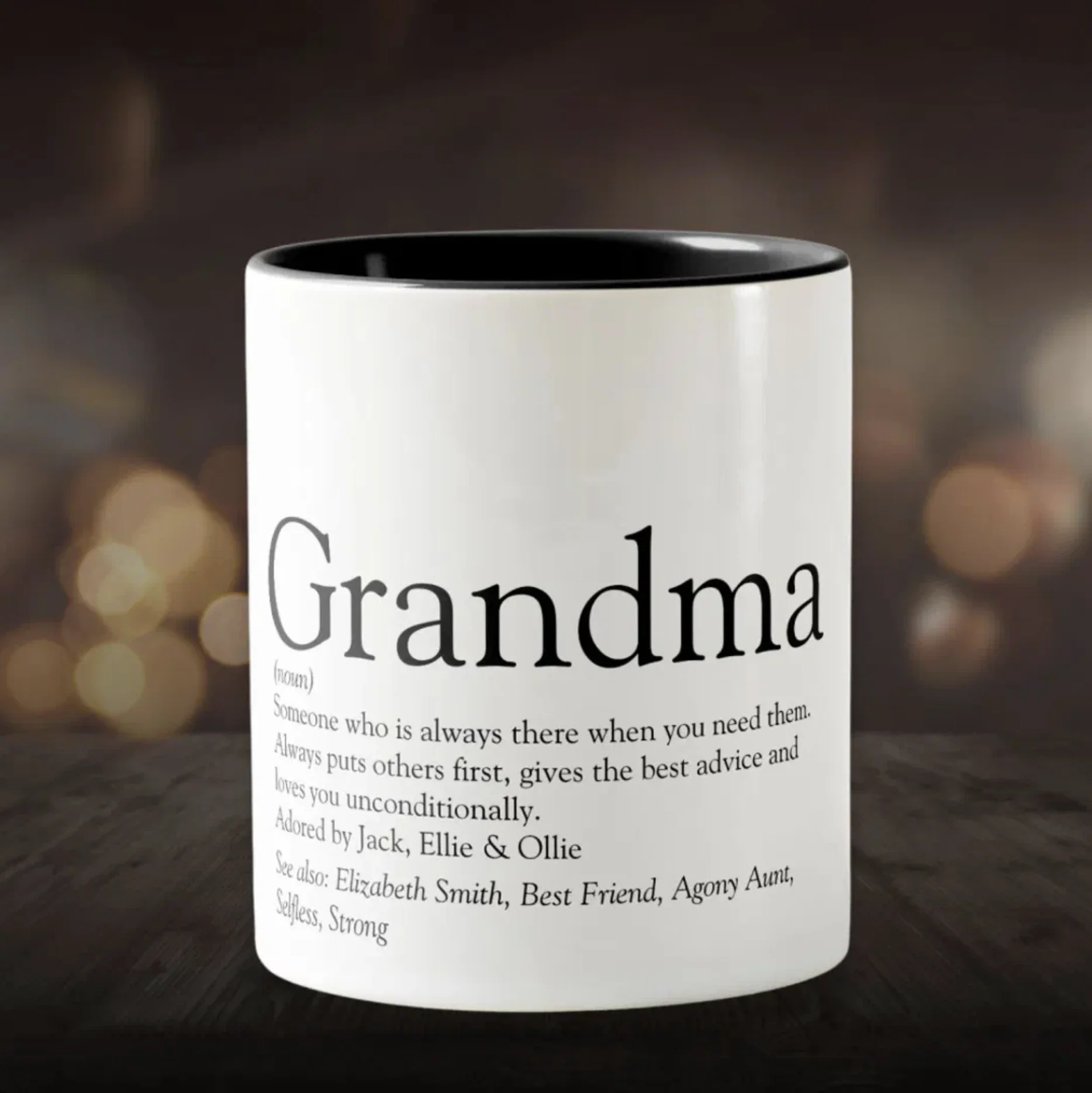 World's Best Ever Grandma Grandmother Definition Two-Tone Coffee Mug