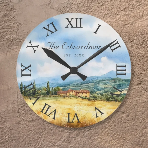 Tuscan Mediterranean Traditional Farmhouse Round Clock