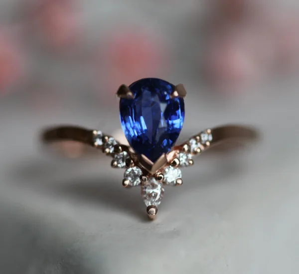 Capucinne Zola Pear Sapphire Diamond Ring