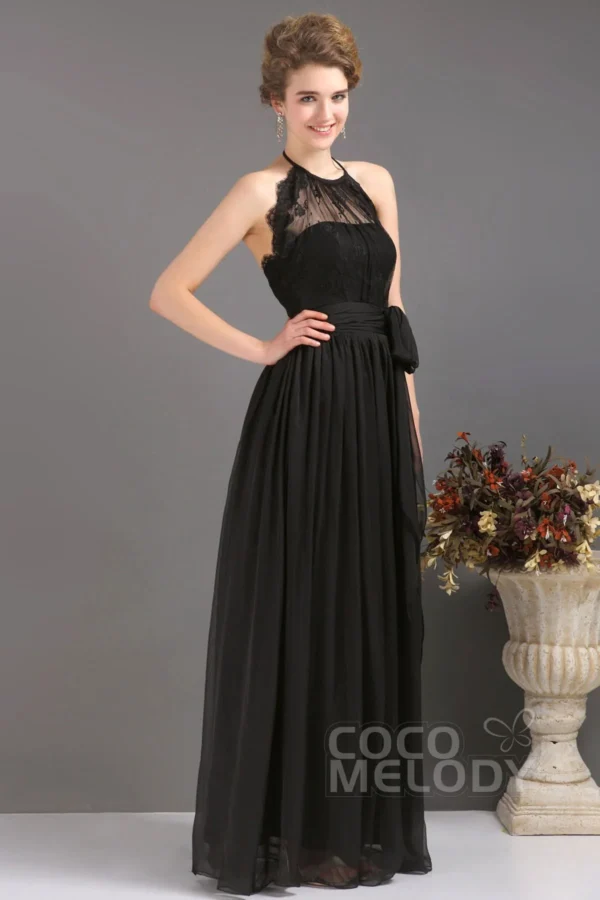 Cocomelody Sheath-Column Floor Length Chiffon Dress