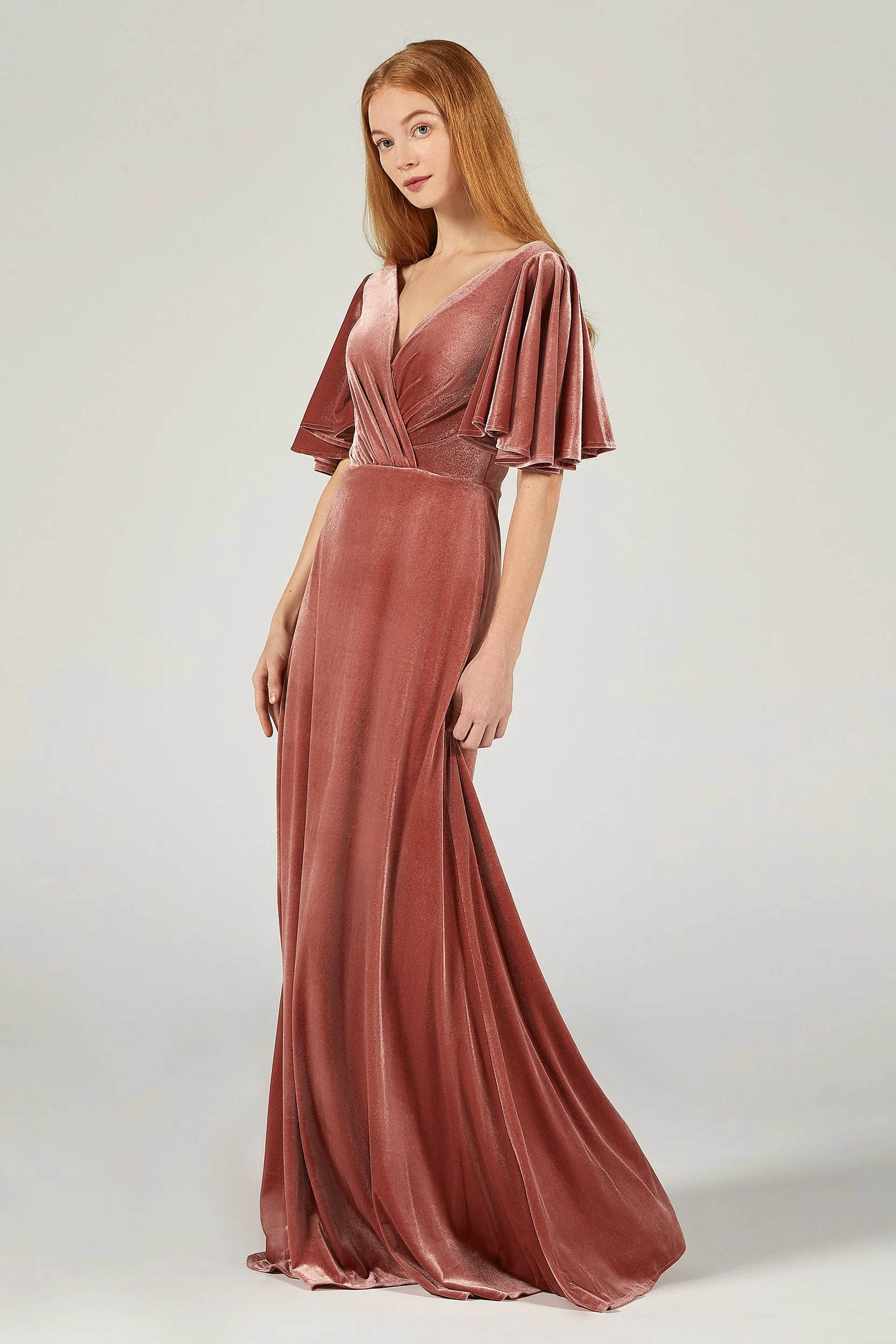 A-Line Floor Length Velvet Dress