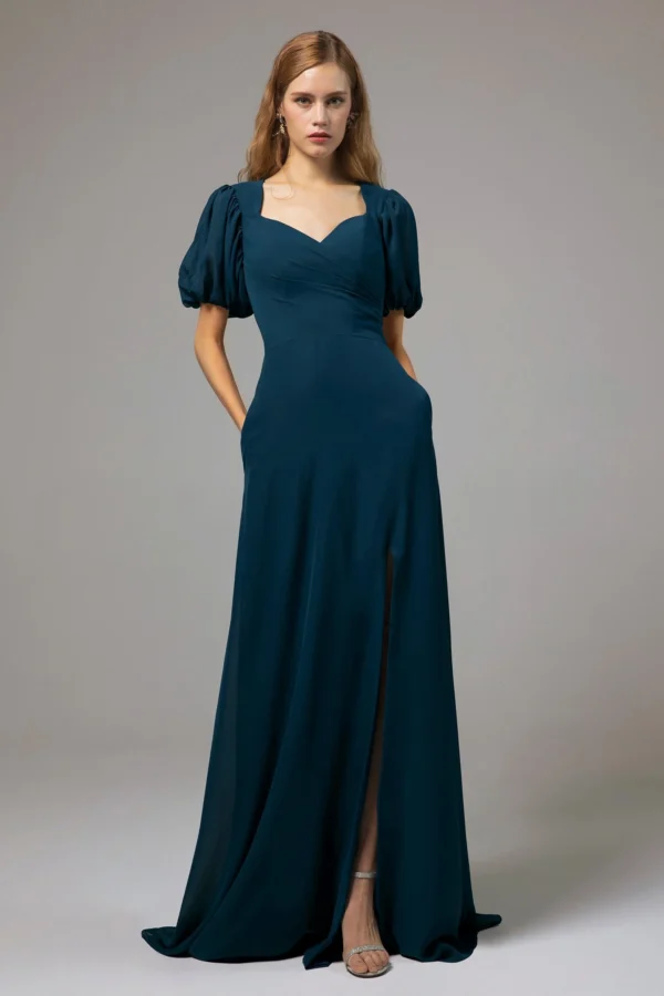 A-Line Floor Length Chiffon Bridesmaid Dress