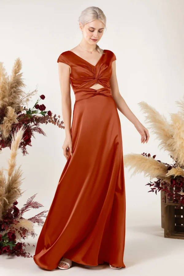 Cocomelody A-Line Sweep Luxe Satin Bridesmaid Dress