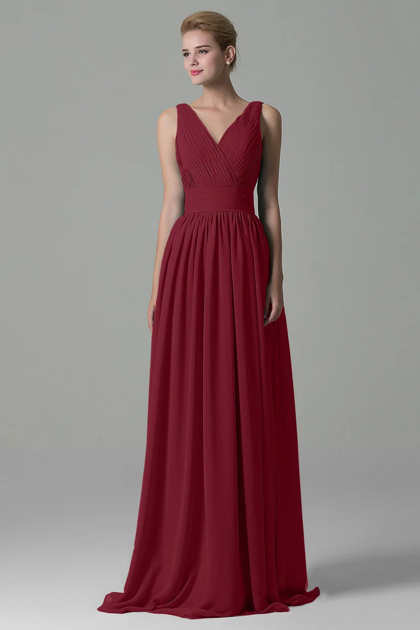 Cocomelody Sheath Floor Length Chiffon Bridesmaid Dress