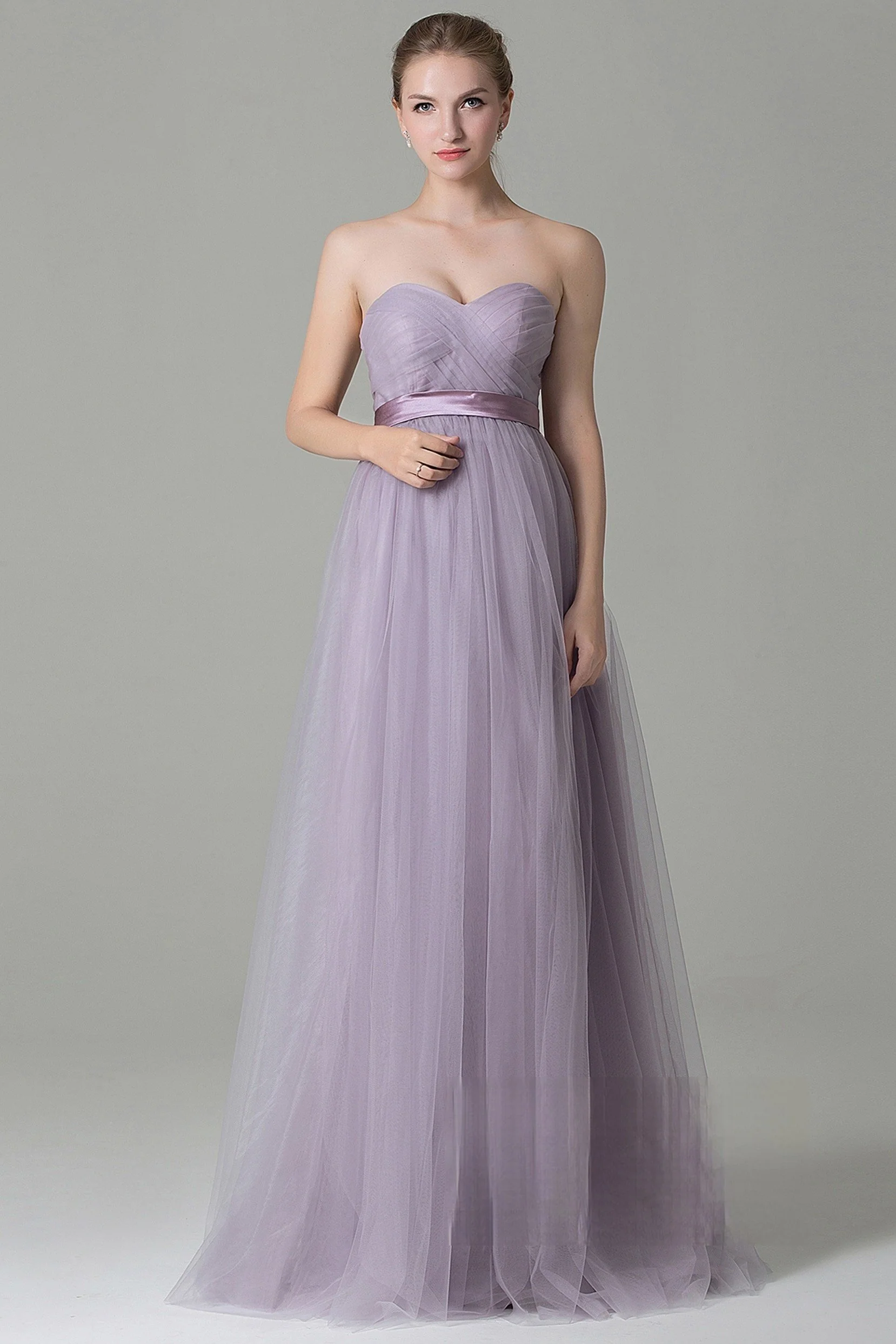 Cocomelody Sheath-Column Floor Length Tulle Bridesmaid Dress
