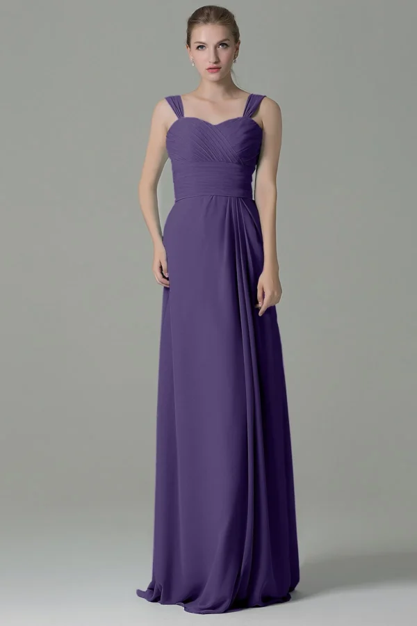 Cocomelody Sheath Floor Length Chiffon Bridesmaid Dress