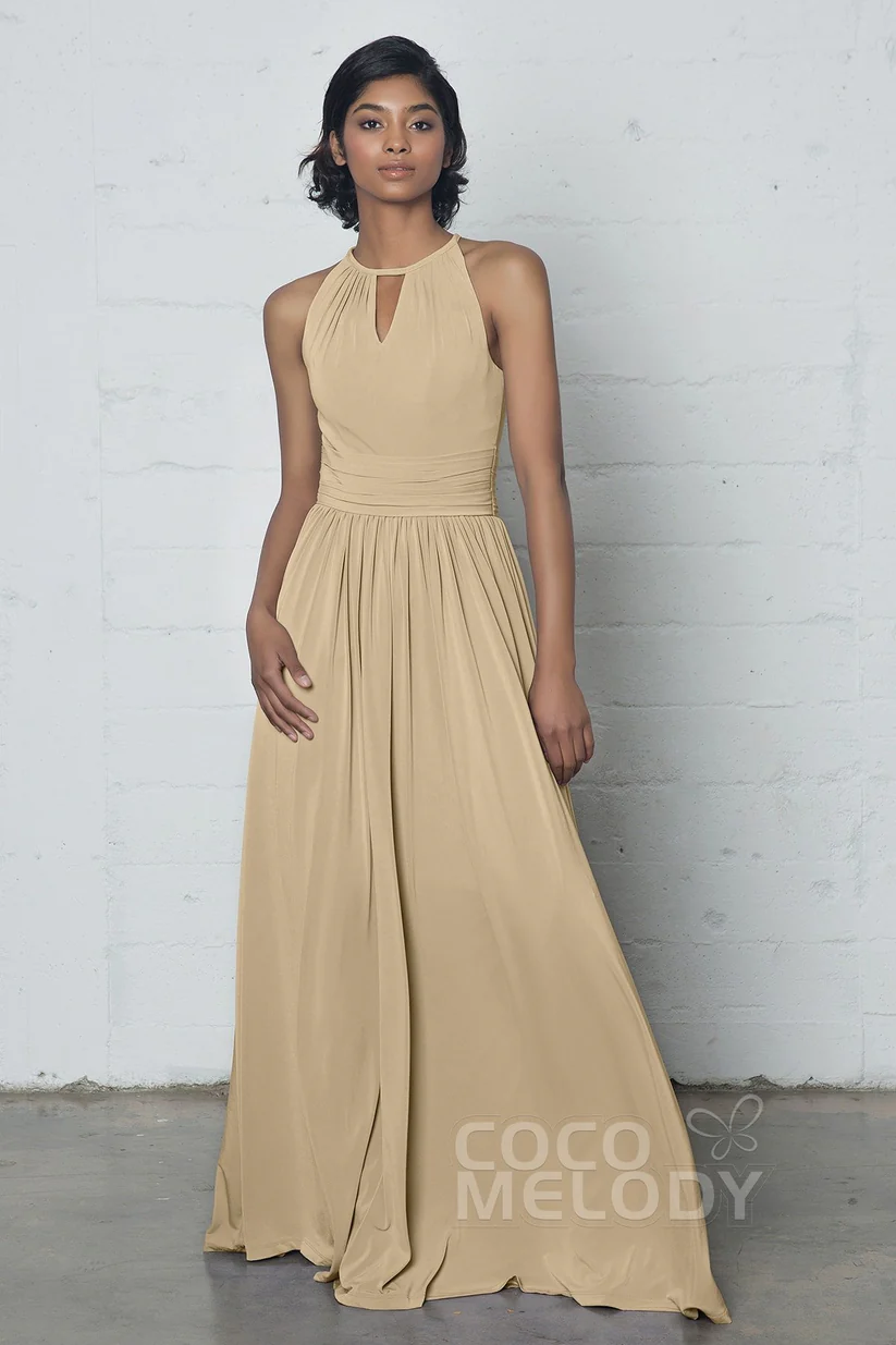 Cocomelody Sheath-Column Floor Length Knitted Fabric Dress