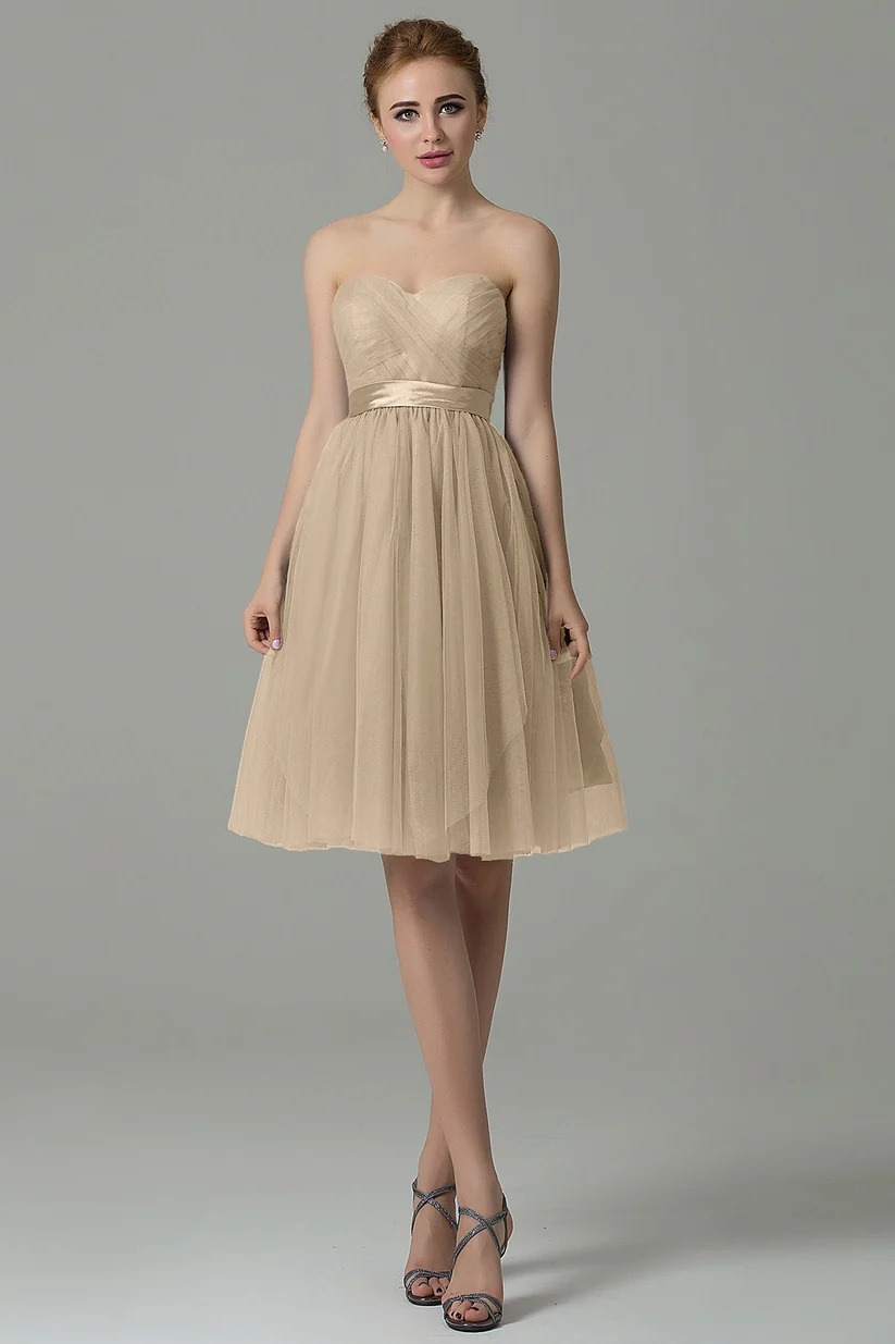 Cocomelody A-Line Knee Length Tulle Bridesmaid Dress