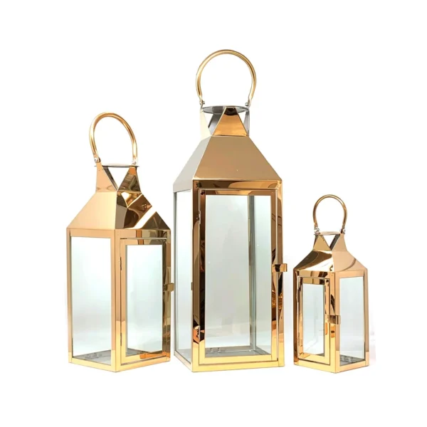 Luxury Modern Indoor/Outdoor Hurricane Candle Lantern Set