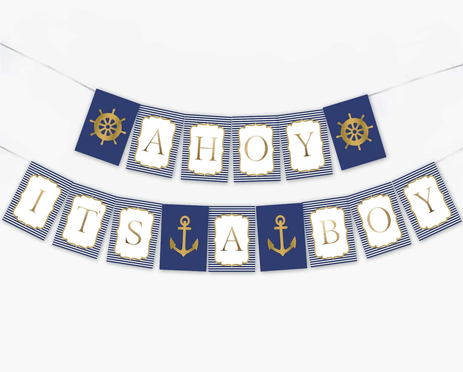 Nautical Ahoy It's a Boy Banner