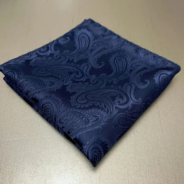 Navy Blue Paisley Pocket Square